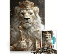 Rompecabezas de 1000 Piezas del Rey León Blanco Real para Adultos y Adolescentes Juguete Intelectual para el hogar Disfrute de un Corte de Calidad Regalo clásico (38x26cm)