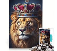 Rompecabezas de 1000 Piezas del Rey León con Corona Juegos relajantes interacción Entre Padres e Hijos Regalos para Amigos y Familiares 38x52cm