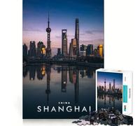 Rompecabezas de 1000 Piezas del río Shanghai, Juego de Bordes, Juego cognitivo, Juego Lento, Divertido, decoración navideña (50x75cm)