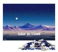 Rompecabezas de 1000 Piezas del Salar de Uyuni, Bolivia, de Noche. Rompecabezas de Papel para Adultos. Juegos educativos para niños. 38 x 26 cm / 1000 Piezas