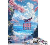Rompecabezas de 1000 Piezas del Santuario del Agua del Monte Fuji, Rompecabezas de dificultad Alta, Juegos educativos, Juguetes, (38 x 26 cm)