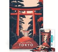 Rompecabezas de 1000 Piezas del Santuario Meiji de Tokio,Juego artístico de Habilidad Mental para Relajarse y divertirse, (38x26cm)