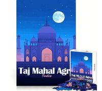 Rompecabezas de 1000 Piezas del Taj Mahal en Agra, India, de Noche, para Adultos Entrenamiento Mental Pasatiempo Relajante Corte láser Regalo significativo (50x75cm)