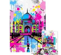 Rompecabezas de 1000 Piezas del Taj Mahal Estilo Pop Art para Adolescentes Actividades Divertidas en casa para Mejorar la Memoria Juegos Familiares Apto para Mayores de 14 años (50x75cm)