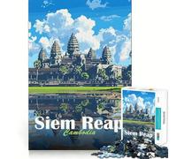 Rompecabezas de 1000 Piezas del Templo de Angkor Wat,Siem Reap Juego para ejercitar la Mente Artesanía de Corte experta Un pasatiempo Fascinante para los Momentos de Ocio (38x26cm)