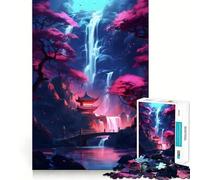 Rompecabezas de 1000 Piezas del Templo de la Cascada Sakura para Adolescentes Juguete para Pensar y Relajarse Regalo Ideal para Festivales (38x26cm)