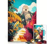 Rompecabezas de 1000 Piezas del Templo de Tikal, Guatemala, para Adultos Juguete para ejercitar la Mente Diversión Casual Corte de precisión Regalo artístico 38x26cm