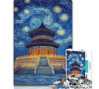 Rompecabezas de 1000 Piezas del Templo del Cielo para Adultos y Adolescentes Ayuda a ejercitar el Cerebro Juguetes adictivos para Cultivar la Paciencia Apto para Parejas 38x26cm