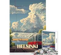 Rompecabezas de 1000 Piezas del tranvía de Helsinki Juguete antiestrés Regalo de cumpleaños Juego Educativo con Piezas aleatorias Que encajan Perfectamente 50x75cm