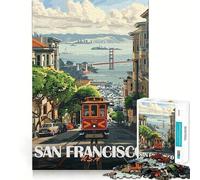 Rompecabezas de 1000 Piezas del tranvía de San Francisco para Adultos: Mejora la Memoria, diversión Relajante, Bordes Afilados, Regalo navideño (50x75cm)