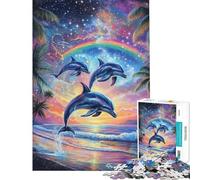 Rompecabezas de 1000 Piezas Delfines Saltando al Atardecer Juego práctico y Educativo Juguete de desafío Regalos de cumpleaños Corte de precisión (tamaño 38x52cm)