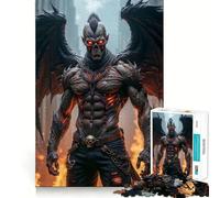 Rompecabezas de 1000 Piezas Demonio Alado en un páramo Urbano para Adolescentes Juego Divertido con Encaje Huecos Actividad Nocturna para Toda la Familia (38x26cm)