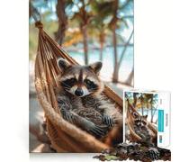 Rompecabezas de 1000 Piezas Descanso de mapaches para Adolescentes Refuerza la Memoria y el vínculo Familiar Bordes precisos Regalo Original (38x52cm)
