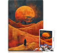 Rompecabezas de 1000 Piezas Desert Wanderer Under A Giant Moon para Adultos, Actividad cognitiva de Aprendizaje lúdico, sorpresas alegres, tamaño 38x52cm