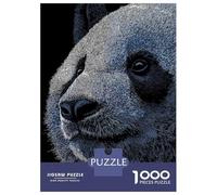 Rompecabezas De 1000 Piezas Detailed Panda Portrait on Black Background Rompecabezas Juguetes Antiestrés Decoración De Pared Cumpleaños Y Navidad 38x26cm/1000pcs