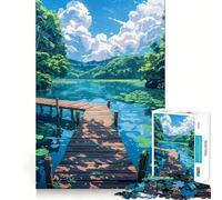 Rompecabezas de 1000 Piezas Día Tranquilo en el Lago para Adultos y Adolescentes Juguete para Pensar y reflexionar Alivia el estrés Regalo navideño de Corte Limpio (38x52cm)