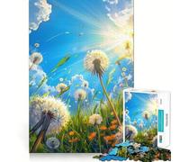 Rompecabezas de 1000 Piezas Dientes de león iluminados por el Sol para Adultos Recall Upgrade Alivio del estrés Corte Ajustado Selección de Deseos de Santa Claus 38x26cm