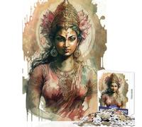 Rompecabezas de 1000 Piezas Dios Lakshmi hinduismo Juguetes antiestrés Regalo de cumpleaños Juego Educativo con póster a Juego y Hoja de Trivia tamaño 38x26cm