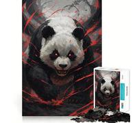 Rompecabezas de 1000 Piezas Dios Panda Enojado con Ojos Rojos para Adolescentes Juego Que estimula el Cerebro Encaje Huecos Actividad Relajante para Grupos en Interiores (38x52cm)