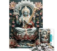 Rompecabezas de 1000 Piezas Diosa Saraswati del hinduismo Rompecabezas para Adultos Juguete antiestrés Análisis y lógica Regalo Ideal para Toda la Familia (Tamaño 38x52cm)