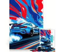 Rompecabezas de 1000 Piezas,diseño de BMW M Azul con Efecto Drifting,Juego de articulaciones afiladas,Entrenamiento Mental Divertido,Juego para Pasar un rato Agradable,decoración navideña