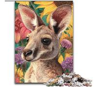 Rompecabezas de 1000 Piezas, diseño de Canguro con Flores, para Adultos, 50x75cm, Juego Decorativo Que desafía el Cerebro, Juguete Interactivo Familiar