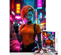 Rompecabezas de 1000 Piezas diseño de Chica ciberpunk neón Ciudad decoración del hogar Juguetes Gran Regalo para Juegos Juego práctico difícil y desafiante tamaño 50x75cm