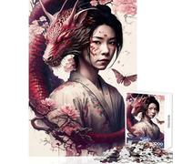 Rompecabezas de 1000 Piezas diseño de dragón Geisha Juguetes para Decorar el hogar Regalos para Amigos Secretos Juegos educativos interesantes para Reducir el estrés (tamaño 50x75cm)