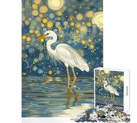 Rompecabezas de 1000 Piezas diseño de Garza Blanca bajo una Noche Estrellada Juguetes antiestrés Regalos para el Amigo Secreto Juego Educativo Lista de Deseos con Papá Noel tamaño 38x26cm