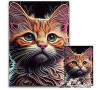 Rompecabezas de 1000 Piezas, diseño de Gato, Arte Pop, Cara de Animal, para Adultos, Ideal para diversión Familiar, Juegos de Fiesta y Recuerdos de cumpleaños, 50x75cm/19,68x29,52 Pulgadas.