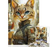 Rompecabezas de 1000 Piezas diseño de Gato Soldado Juguete de Arte Digital decoración de Pared Regalo de cumpleaños Juego Educativo Entrena tu Cerebro y Tus Manos tamaño 38x26cm