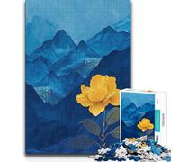 Rompecabezas de 1000 Piezas, diseño de montaña Azul y Rosa Dorada, Amigos Secretos, para Mayores de 14 años, 38x26cm