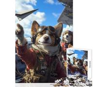 Rompecabezas de 1000 Piezas diseño de Perro piloto con avión de Papel Ideal para decoración del hogar Regalo Ideal Juego práctico descompresión Intelectual tamaño 50x75cm