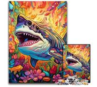 Rompecabezas de 1000 Piezas, diseño de tiburón, Colorido, desafiante, para Toda la Familia, Adolescentes, 50x75cm/19,68x29,52 Pulgadas.