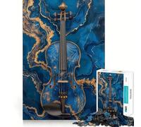 Rompecabezas de 1000 Piezas,diseño de violín Azul y Dorado,Corte preciso,desafío Inteligente y Divertido,Ideal para el Ocio 38x26cm