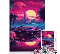 Rompecabezas de 1000 Piezas diseño Retro de Miami neón y Atardecer Ideal para Decorar el hogar Juguetes Regalos de Amigo Secreto Juegos educativos interacción Entre Padres e Hijos tamaño 50x75cm