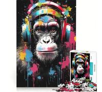 Rompecabezas de 1000 Piezas DJ Splash Monkey Juguetes de Bricolaje desafío difícil con Piezas de Formas aleatorias Que encajan Perfectamente 38x52cm