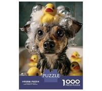 Rompecabezas De 1000 Piezas Dog Bath Time with Rubber Ducks Rompecabezas para Adultos Juegos Relajantes Análisis Y Lógica Cumpleaños Y Navidad 70x50cm/1000pcs
