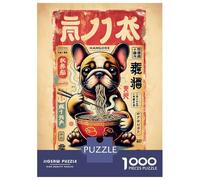 Rompecabezas De 1000 Piezas Dog Eating Ramen Japanese Poster Style Rompecabezas para Adultos Juego De Ingenio Análisis Y Lógica Cumpleaños 70x50cm/1000pcs