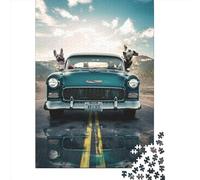 Rompecabezas de 1000 Piezas Dog Joyride, Rompecabezas Cuadrados creativos para Adultos y Rompecabezas de Madera, Juego desafiante de 1000 Piezas (75x50cm)