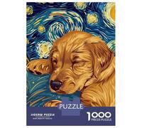 Rompecabezas De 1000 Piezas Dog Sleeping in Starry Night Style Rompecabezas para Adultos Juego Familiar Decoración Perfecta Cumpleaños Y Navidad 70x50cm/1000pcs