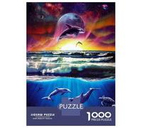 Rompecabezas De 1000 Piezas Dolphin Sunset Fantasy Rompecabezas para Adultos Juego De Ingenio Difícil Difícil Único Cumpleaños Y Regalos 38x26cm/1000pcs