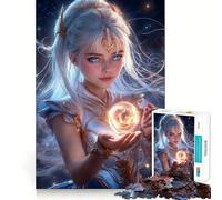 Rompecabezas de 1000 Piezas Doncella Celestial con Orbe,Corte Exacto,Arte,Lógica,Pensamiento,Juego,Tiempo de Juego,Actividad de Cumpleaños (38x52cm)