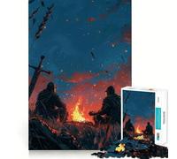 Rompecabezas de 1000 Piezas Dos Caballeros Guerreros, Corte Premium, Juguete para ejercitar la Mente, diversión y Paz, Regalo de cumpleaños (38x26cm)