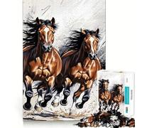Rompecabezas de 1000 Piezas Dos Caballos Corriendo, Corte preciso, Divertido desafío Mental, Juguete, Juego para la Hora de Descansar, Juego de cumpleaños, Arte, Juego (50x75cm)