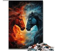 Rompecabezas de 1000 Piezas Dos Caballos de Fuego, Rompecabezas difícil para Adultos, cumpleaños, festividades y decoración del hogar (tamaño 50x75cm)