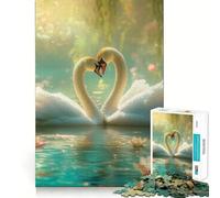 Rompecabezas de 1000 Piezas Dos cisnes Enamorados Juego de Bordes Juego cognitivo Juego Lento Divertido Decoración navideña de Arte (38x52cm)