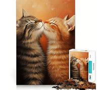 Rompecabezas de 1000 Piezas Dos Gatos besándose Diseño de Corte preciso Decoración para estimular el Pensamiento lógico Juego Relajante (38x26cm)
