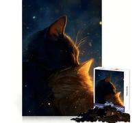 Rompecabezas de 1000 Piezas Dos Gatos en la Noche Estrellada para Adolescentes Ejercicios de lógica Fácil de Usar Bordes limpios Regalo significativo (50x75cm)