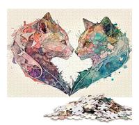 Rompecabezas de 1000 Piezas Dos Gatos se aman Rompecabezas Cuadrados creativos para Adultos y Rompecabezas de Madera Juego desafiante 1000 Piezas (75x50cm)